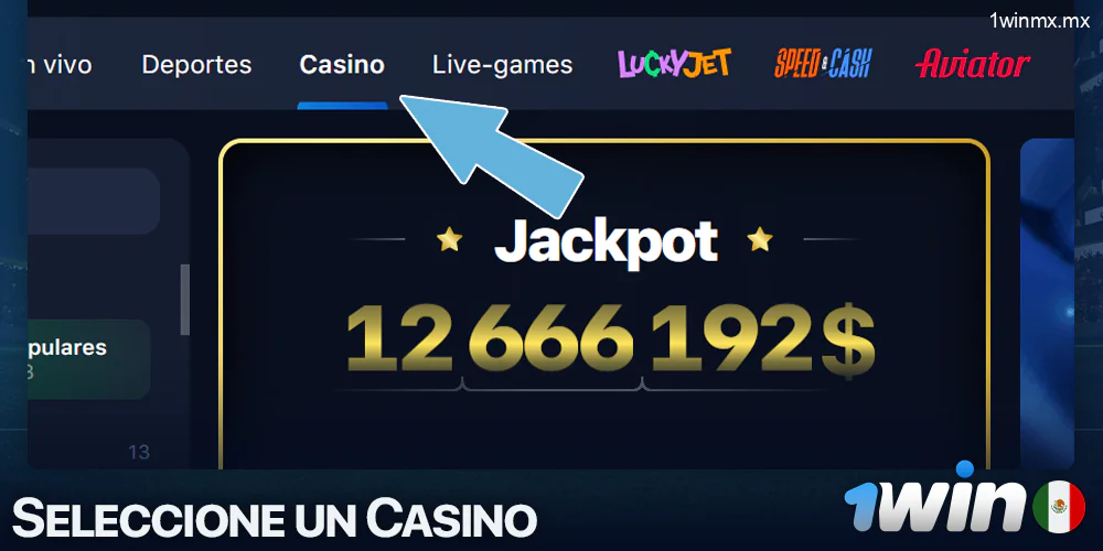 Sección de casino en línea de 1win