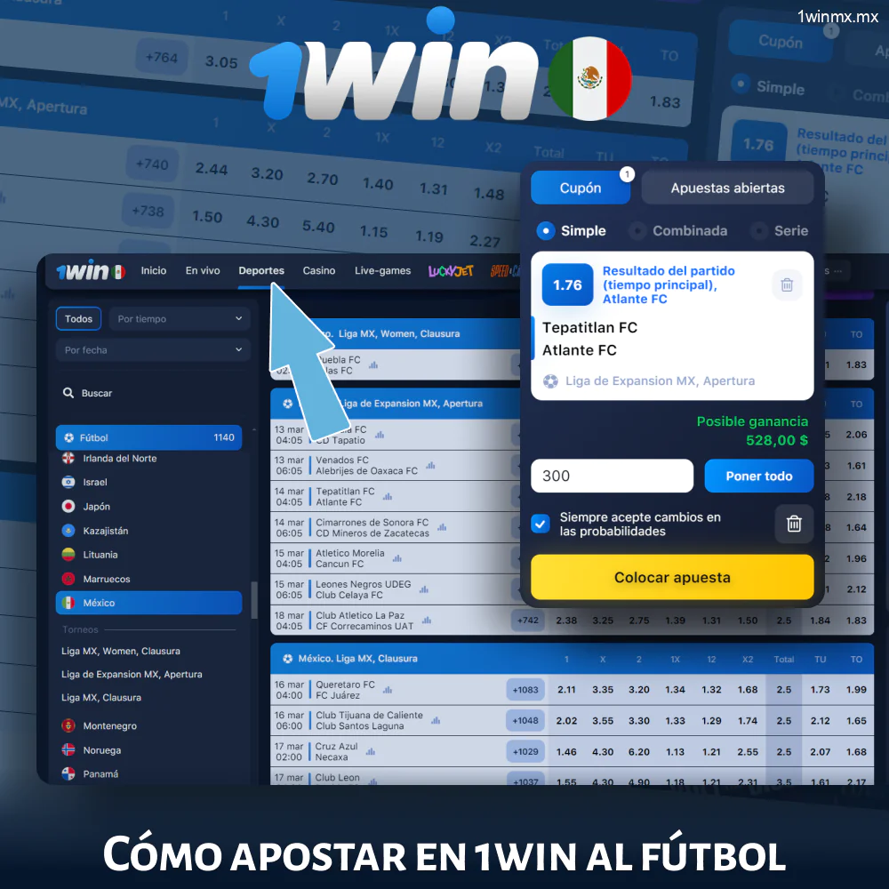 Guía de apuestas de fútbol en 1win MX