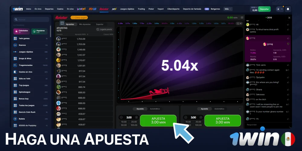 Haga una apuesta de Aviator en 1win