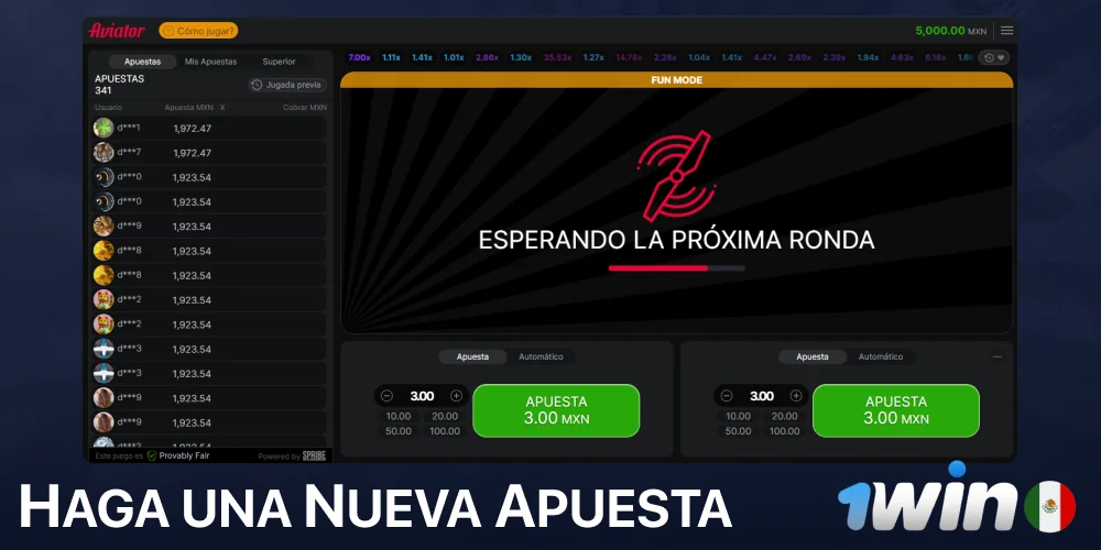 Haga una nueva apuesta de Aviator en 1win