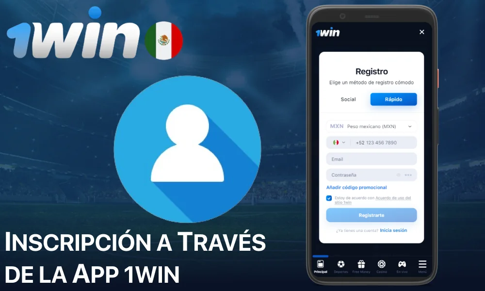 Registro en la aplicación móvil 1win