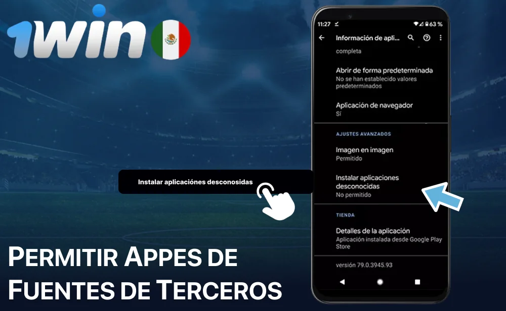 Permitir appes de fuentes de terceros para descargar la aplicación 1win
