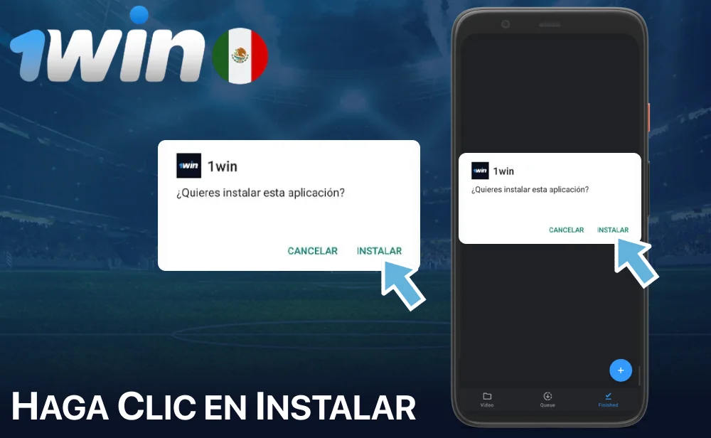 Haga clic en Instalar la aplicación 1win